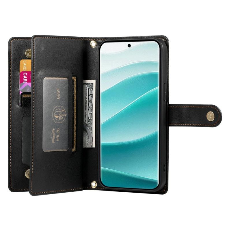 Lederhüllen Xiaomi Redmi Note 15 Pro Plus 5g Handyhülle Reißverschlusstasche Und Riemen