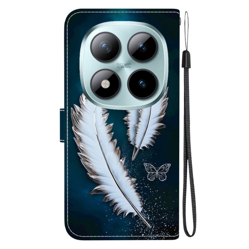 Lederhüllen Xiaomi Redmi Note 15 Pro Plus 5g Handyhülle Weiße Federn