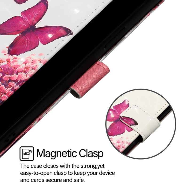 Lederhüllen Xiaomi Redmi Note 15 Pro Plus 5g Rosa Schmetterlinge