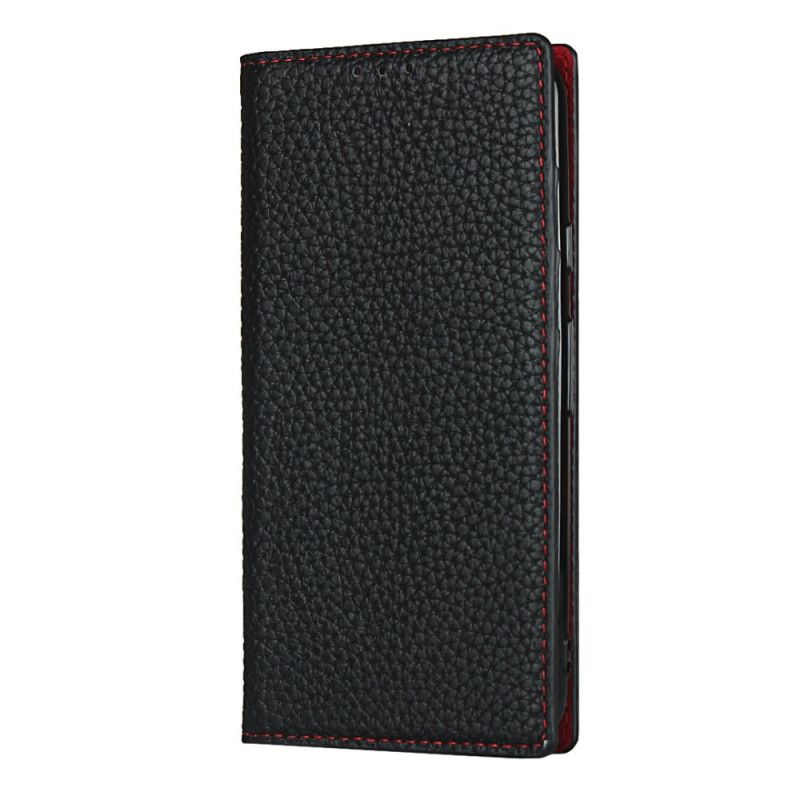 Flip Case Google Pixel 4a Schwarz Echtes Litschileder Mit Riemen