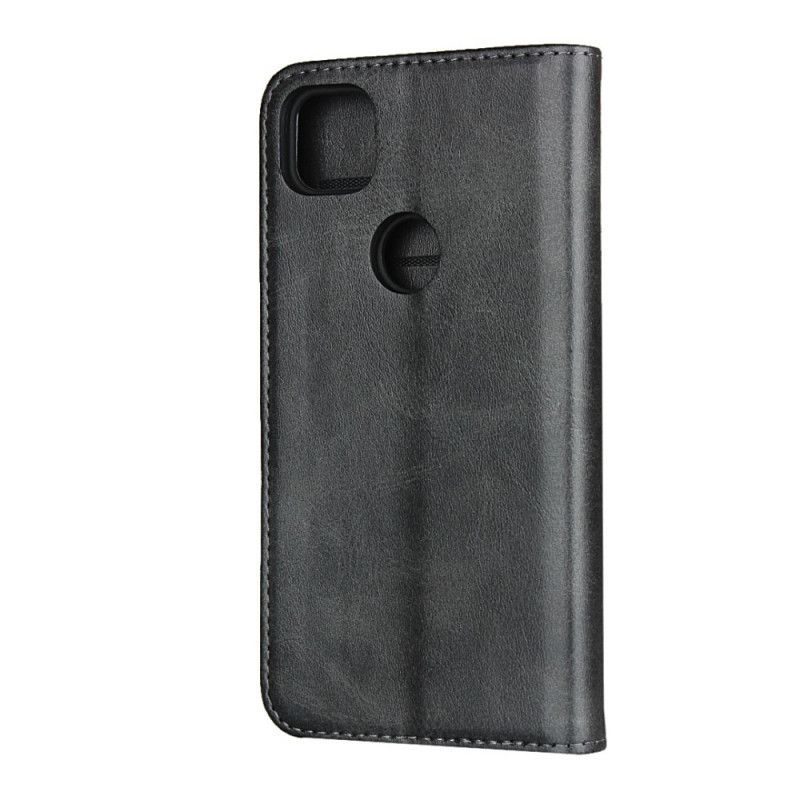 Flip Case Google Pixel 4a Schwarz Premium-Kunstledernähte