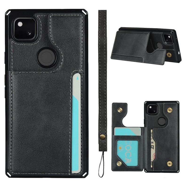 Hülle Google Pixel 4a Schwarz Kartenhalterhalter Und Lanyard