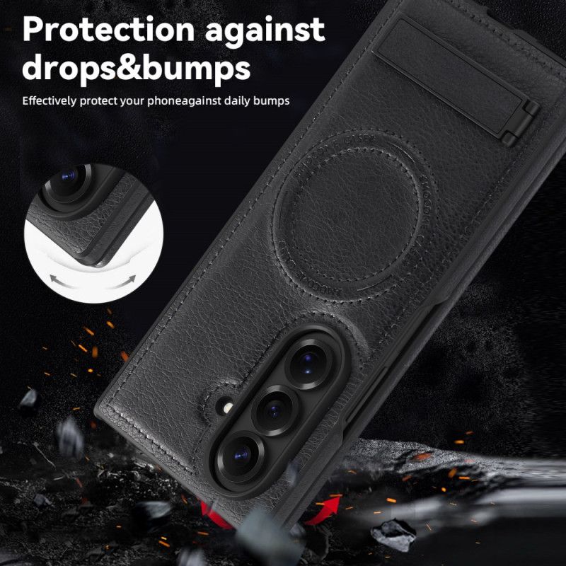 Hülle Für Samsung Galaxy Z Fold 7 Magsafe Leder-look Und Ständer