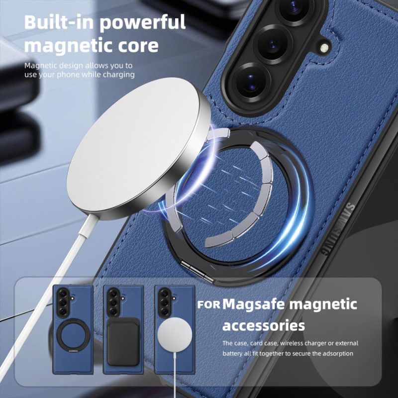 Hülle Samsung Galaxy Z Fold 7 Magsafe-kompatibler Leder-look Mit Drehbarem Ringhalter