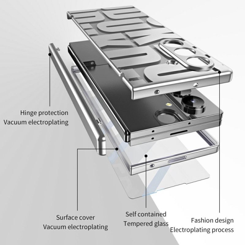 Hülle Samsung Galaxy Z Fold 7 Schriftzug-design Mit Displayschutzfolie Aus Gehärtetem Glas