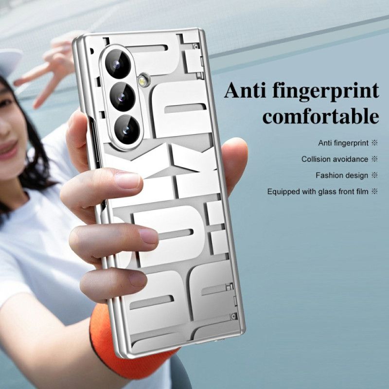 Hülle Samsung Galaxy Z Fold 7 Schriftzug-design Mit Displayschutzfolie Aus Gehärtetem Glas