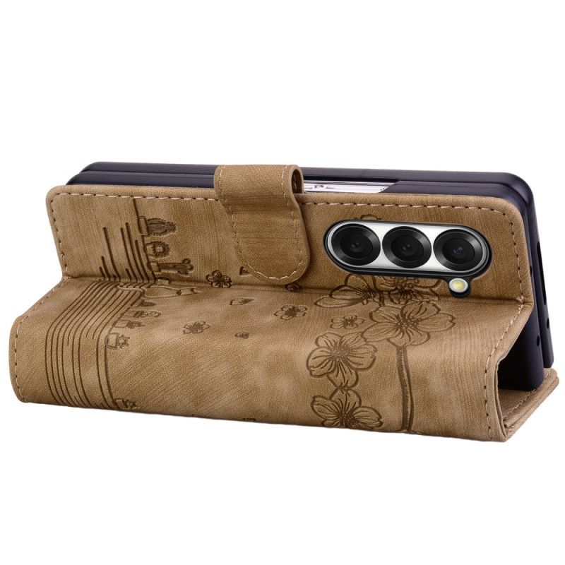 Lederhüllen Für Samsung Galaxy Z Fold 7 Katzenmotiv