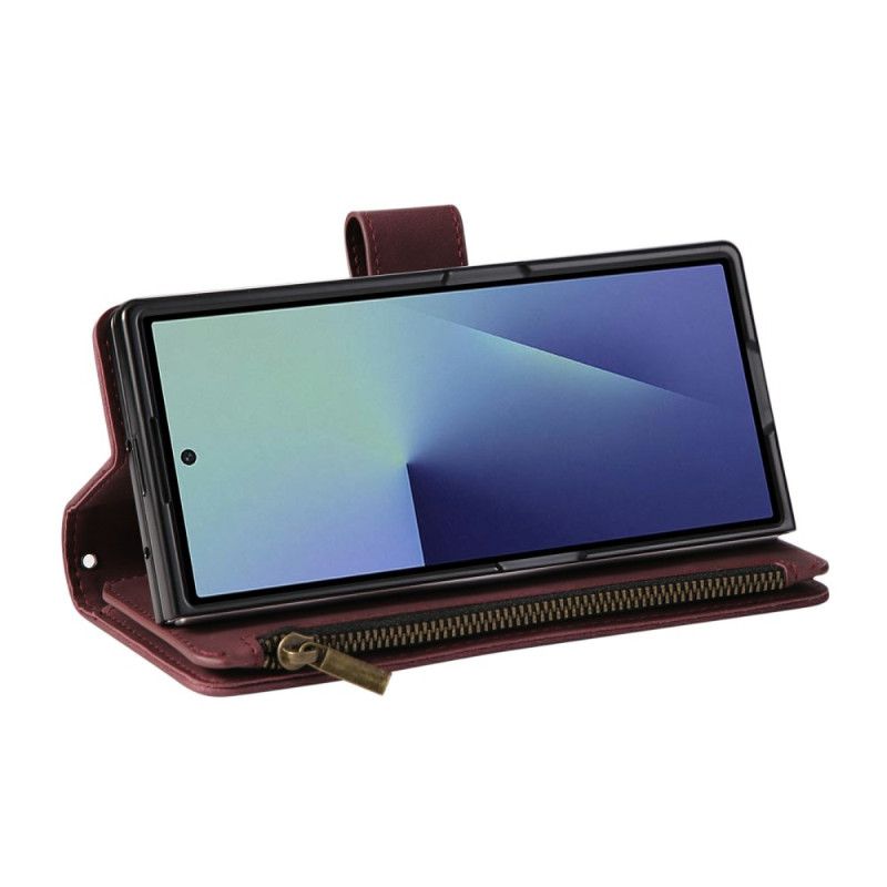 Lederhüllen Samsung Galaxy Z Fold 7 Handyhülle Geldbörse In Wildlederoptik Mit Schulterriemen