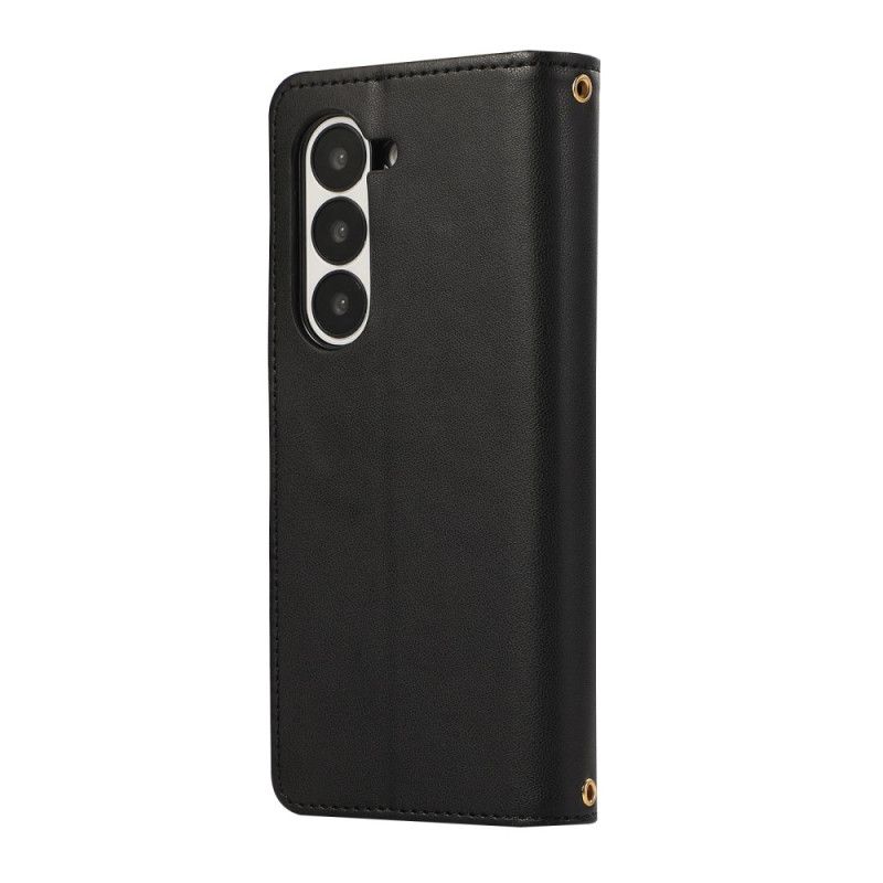 Lederhüllen Samsung Galaxy Z Fold 7 Handyhülle Gesteppt Mit Trageriemen