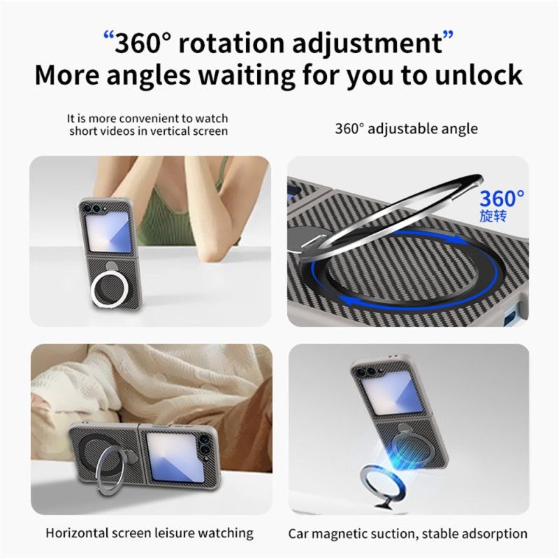 Hülle Für Samsung Galaxy Z Flip 7 Fe Carbonfaser-design Mit Magnetständer