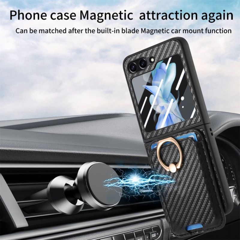 Hülle Für Samsung Galaxy Z Flip 7 Fe Kartenhalter In Carbonfaser-optik