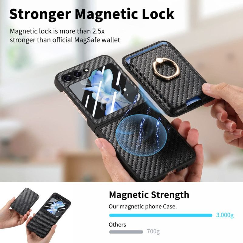 Hülle Für Samsung Galaxy Z Flip 7 Fe Kartenhalter In Carbonfaser-optik