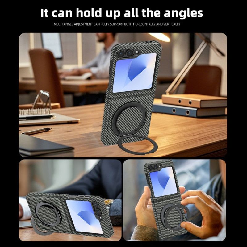Hülle Samsung Galaxy Z Flip 7 Fe Handyhülle Magnetische Kohlefaser Und Ständer