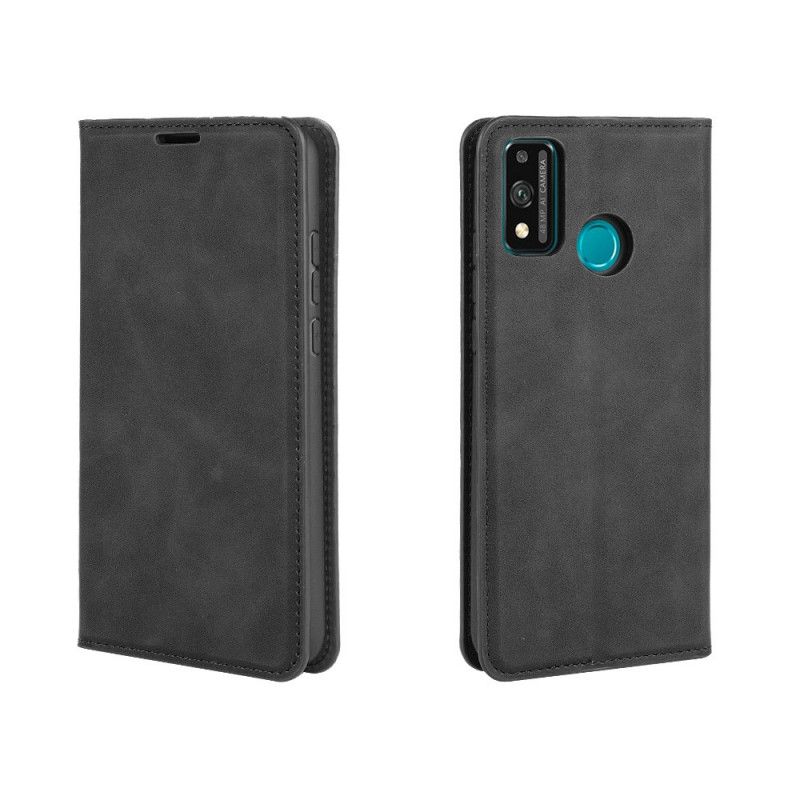 Flip Case Honor 9X Lite Schwarz Seidenweichledereffekt