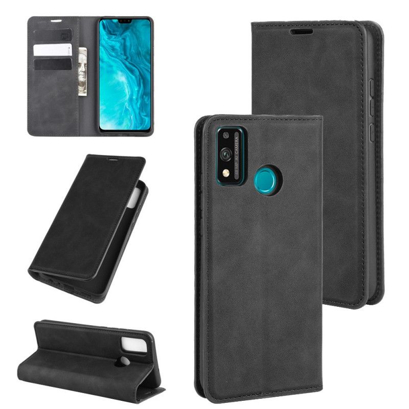 Flip Case Honor 9X Lite Schwarz Seidenweichledereffekt