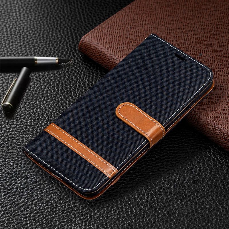 Lederhüllen Honor 9X Lite Schwarz Stoff- Und Ledereffekt Mit Tanga