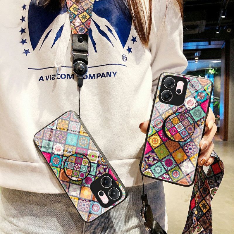 Hülle Oppo Reno 14f 5g Handyhülle Patchwork-ständer Mit Trageband