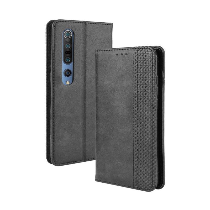 Flip Case Für Xiaomi Mi 10 / 10 Pro Schwarz Stilisierter Vintage-Ledereffekt