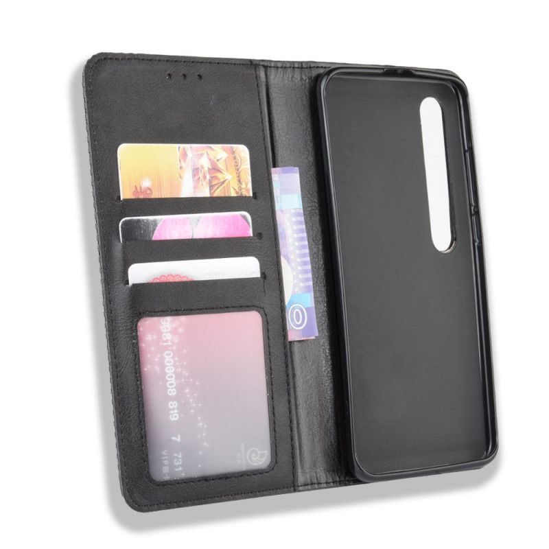 Flip Case Für Xiaomi Mi 10 / 10 Pro Schwarz Stilisierter Vintage-Ledereffekt