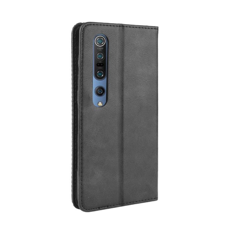 Flip Case Für Xiaomi Mi 10 / 10 Pro Schwarz Stilisierter Vintage-Ledereffekt