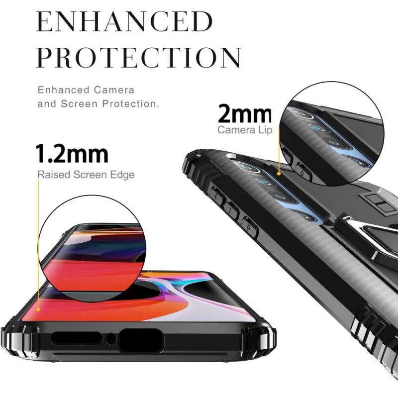 Hülle Für Xiaomi Mi 10 / 10 Pro Schwarz Ring Und Kohlefaser