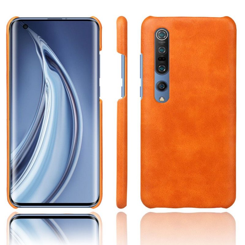 Hülle Xiaomi Mi 10 / 10 Pro Orange Litschileder-Effekt Ksq