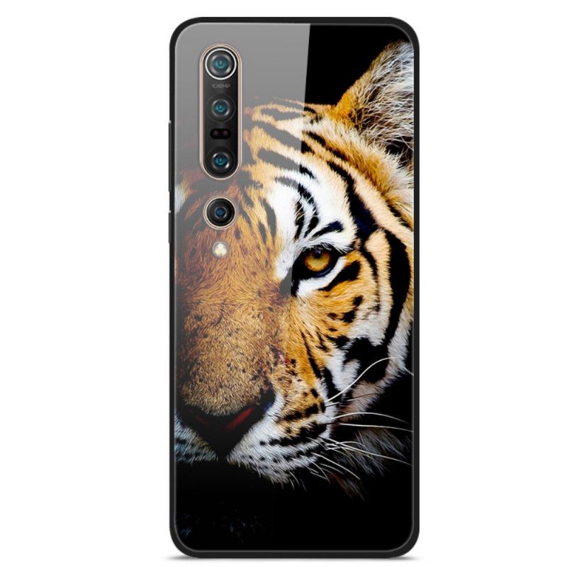 Hülle Xiaomi Mi 10 / 10 Pro Realistisches Tiger-Gehärtetes Glas