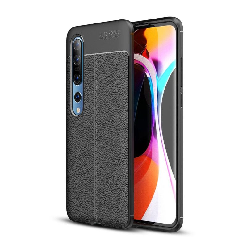 Hülle Xiaomi Mi 10 / 10 Pro Schwarz Doppellinien-Litschileder-Effekt