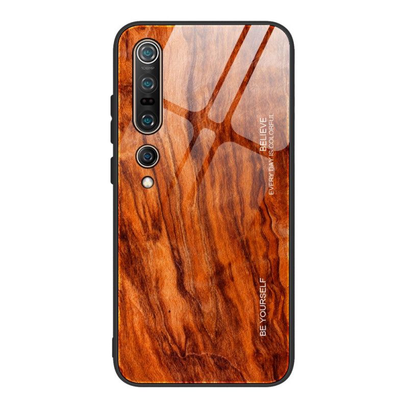 Hülle Xiaomi Mi 10 / 10 Pro Schwarz Pro Holz Design Gehärtetes Glas