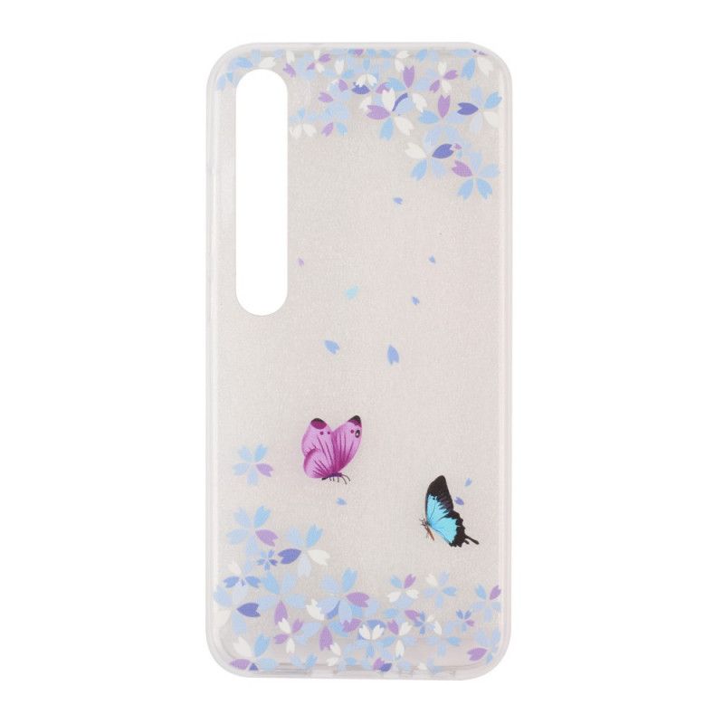 Hülle Xiaomi Mi 10 / 10 Pro Transparente Schmetterlinge Und Blumen