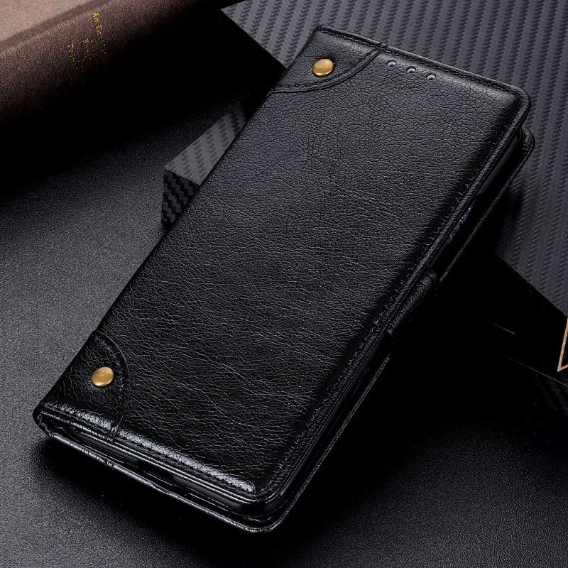 Lederhüllen Xiaomi Mi 10 / 10 Pro Schwarz Vintage Nieten Nappaleder Stil