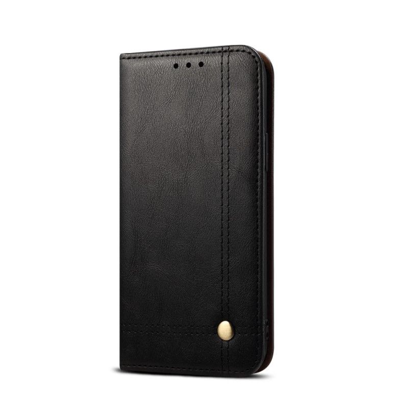 Flip Case Xiaomi Redmi 10X / 10X Pro Schwarz Genähter Ledereffekt