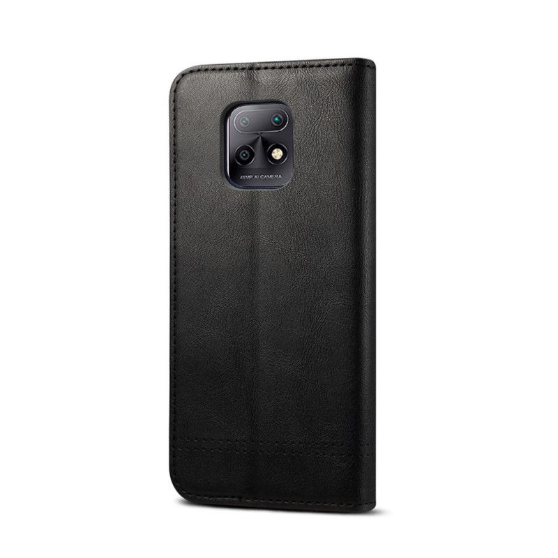 Flip Case Xiaomi Redmi 10X / 10X Pro Schwarz Genähter Ledereffekt