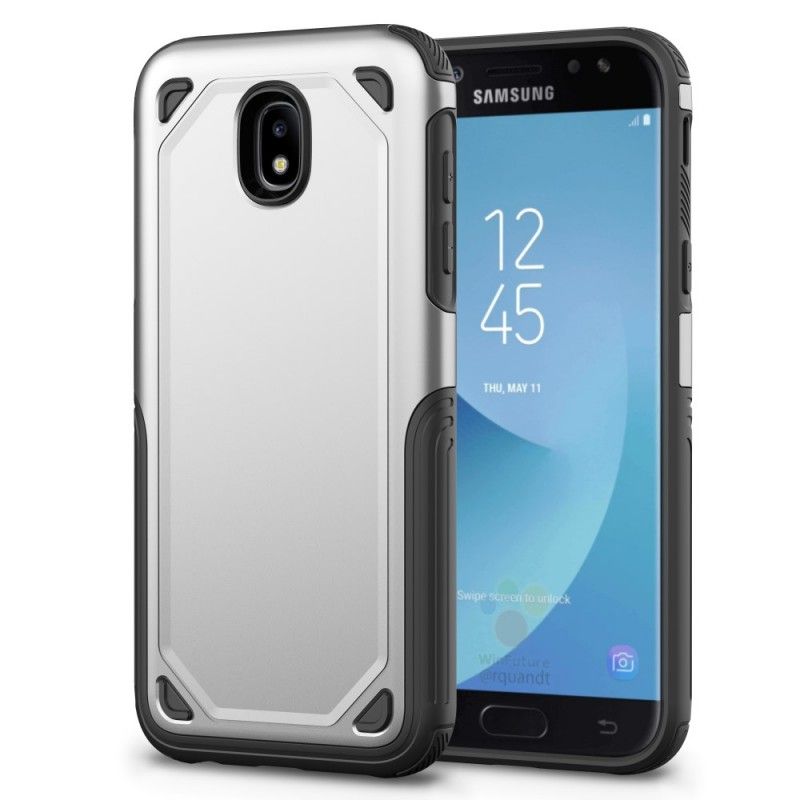 Hülle Samsung Galaxy J3 2017 Schwarz Rüstung Mit Metalleffekt