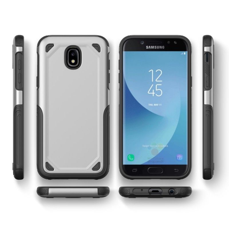 Hülle Samsung Galaxy J3 2017 Schwarz Rüstung Mit Metalleffekt