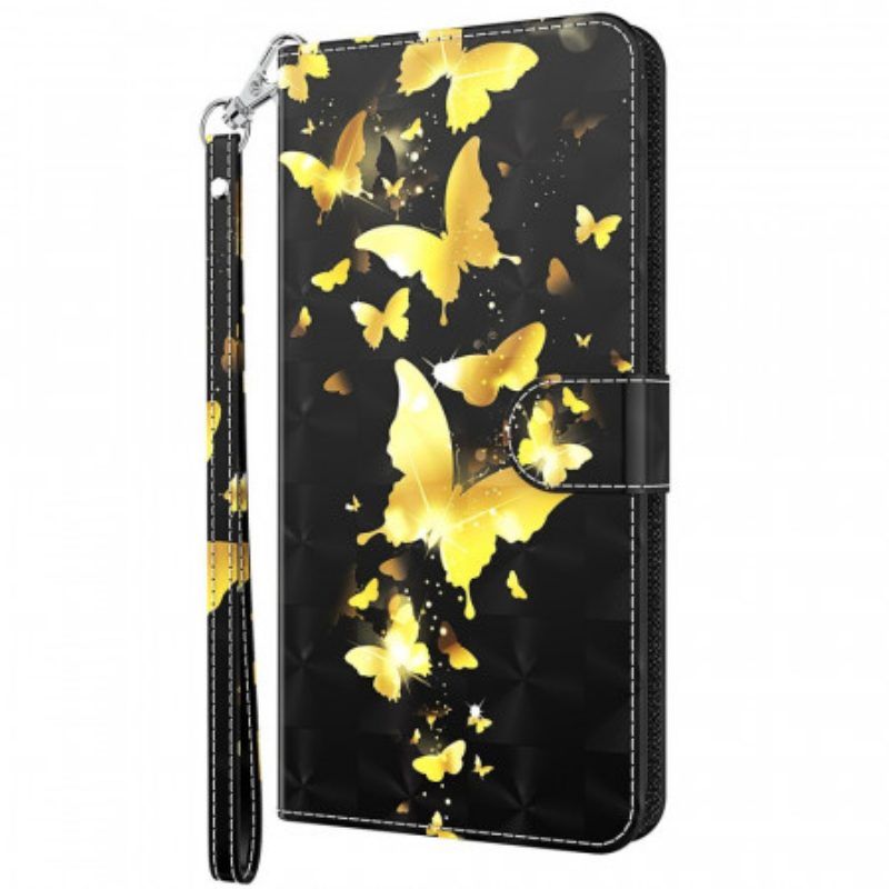 Flip Case Für Moto G51 5G Gelbe Schmetterlinge