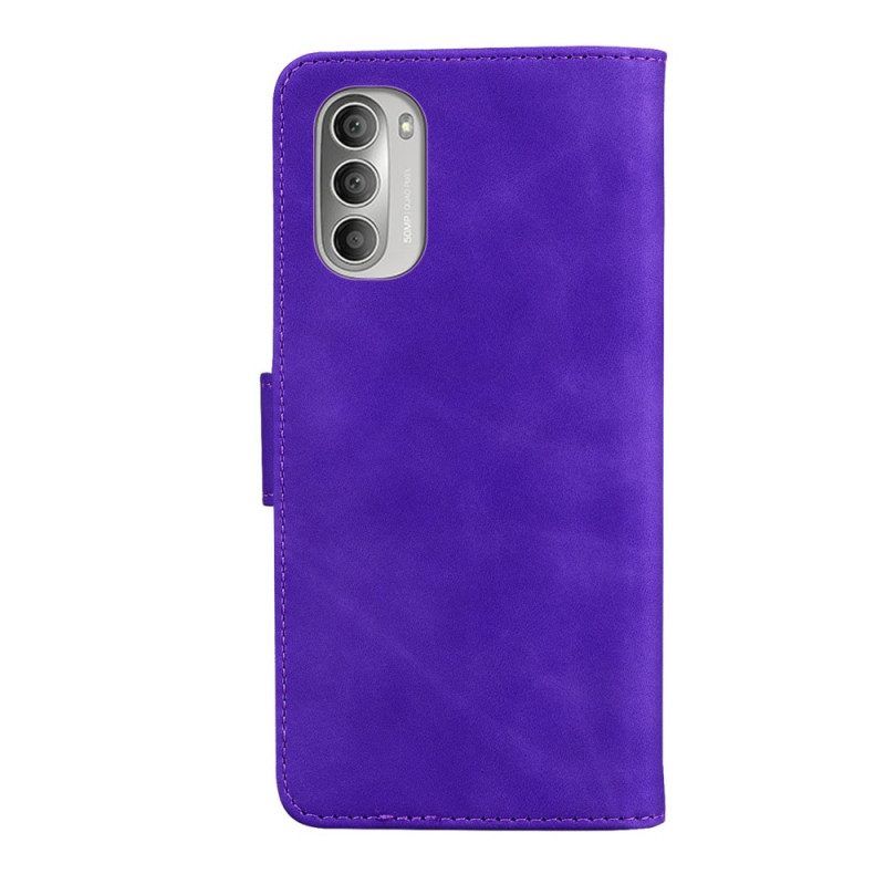 Flip Case Für Moto G51 5G Monochromer Ledereffekt