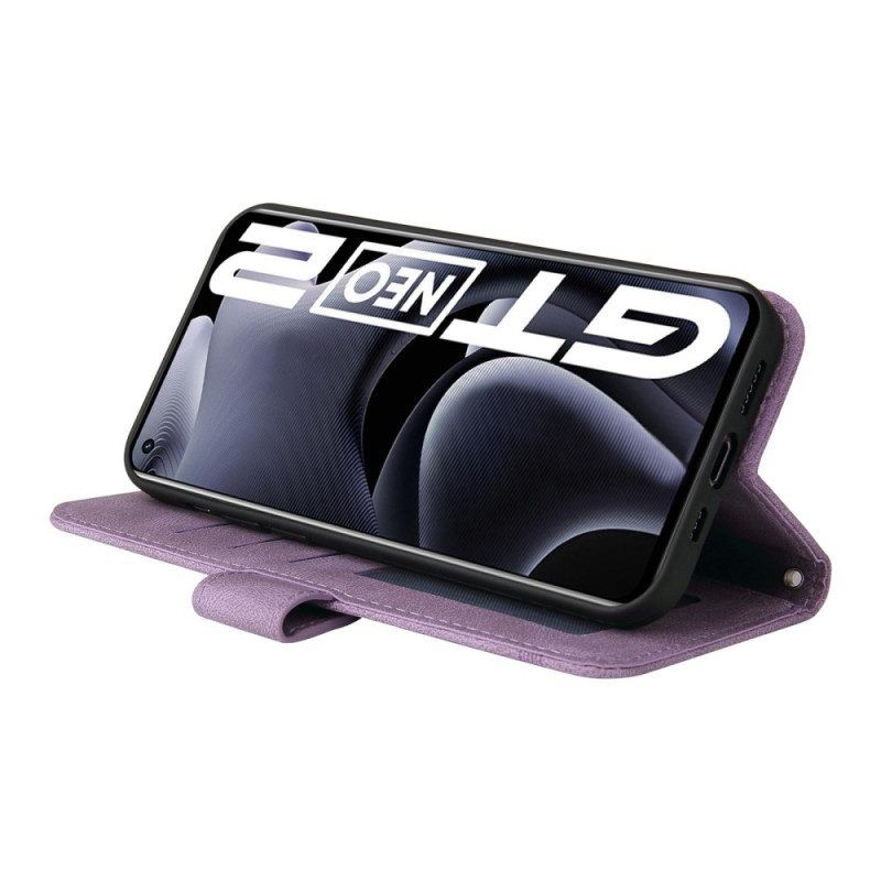 Flip Case Für Realme GT Neo 3T / Neo 2 Nieten Und Riemen Aus Kunstleder