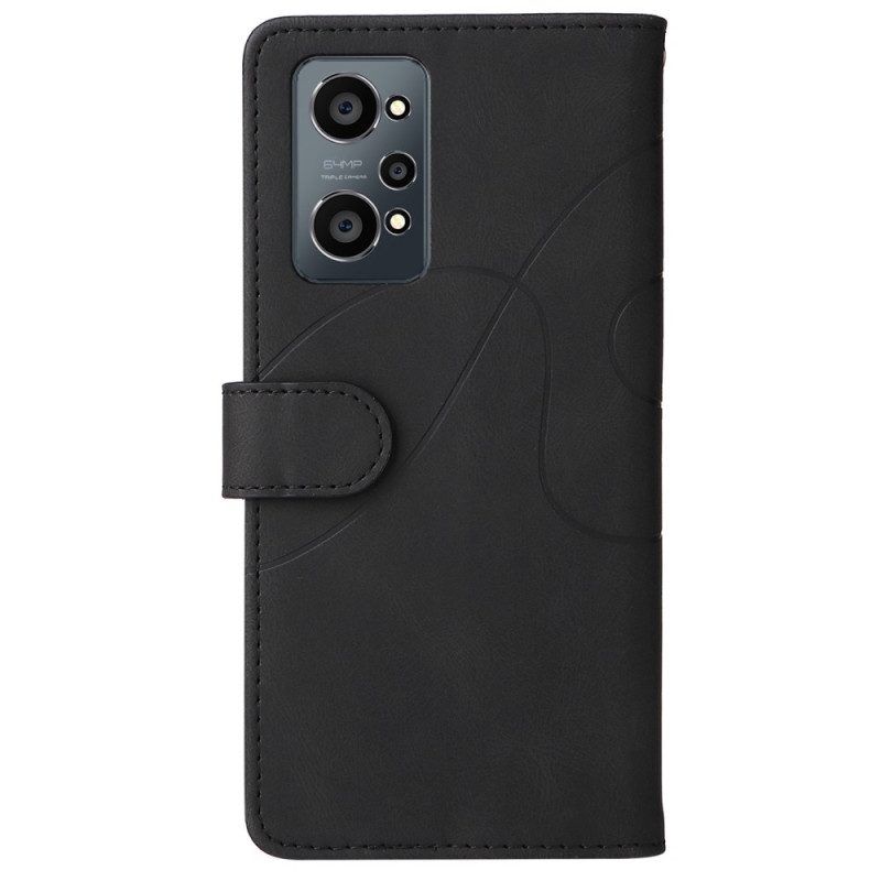 Flip Case Für Realme GT Neo 3T / Neo 2 Zweifarbiges. Charakteristisches Kunstleder