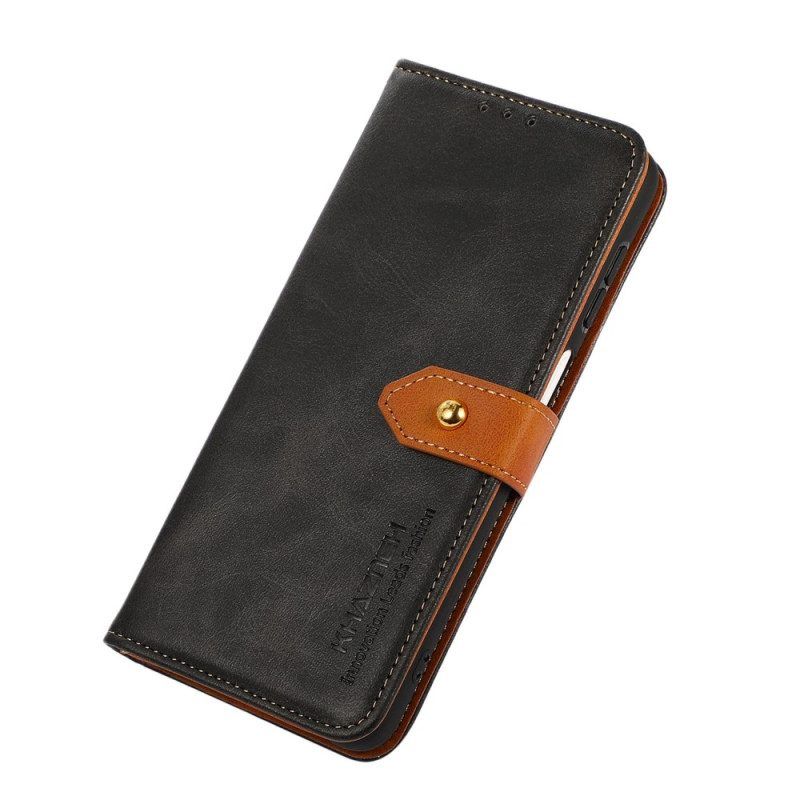 Flip Case Für Xiaomi Redmi Note 12 Pro Zweifarbiger Goldener Verschluss Khazneh