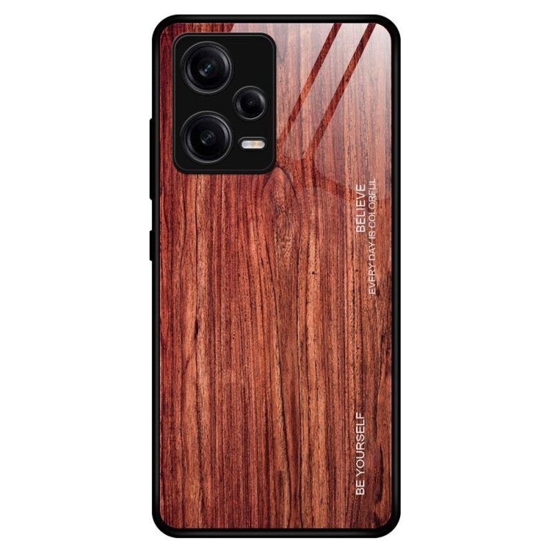 Hülle Für Xiaomi Redmi Note 12 Pro Holzdesign Aus Gehärtetem Glas