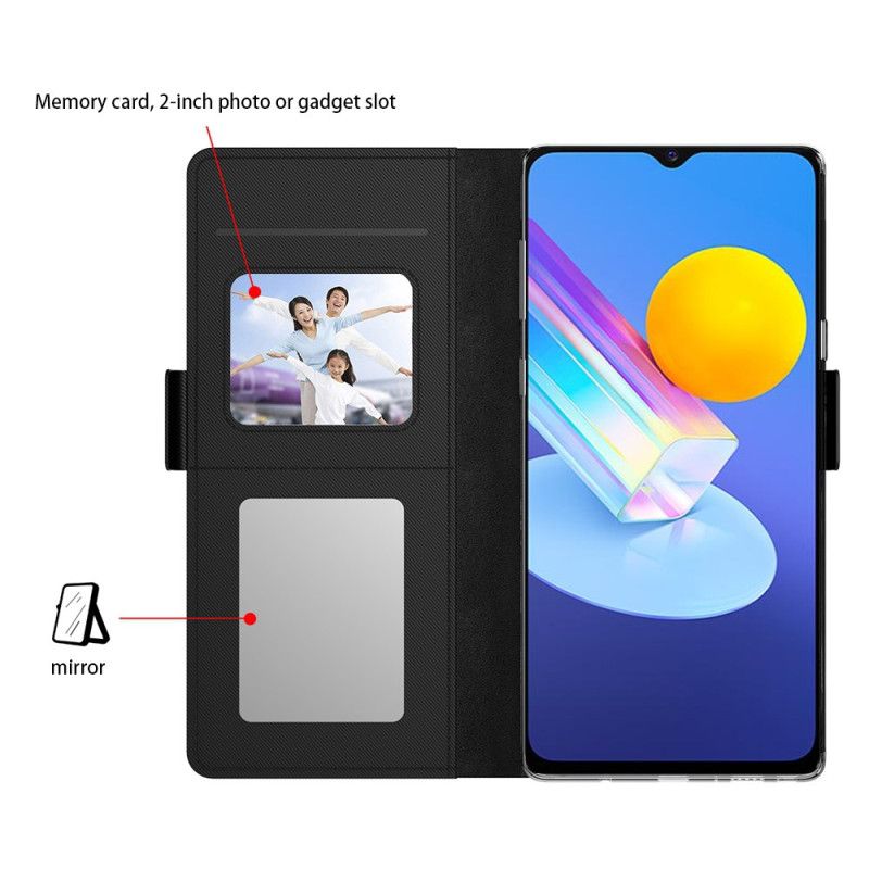 Lederhüllen Vivo X100 Pro Handyhülle Abnehmbarer Spiegel Und Kartenhalter