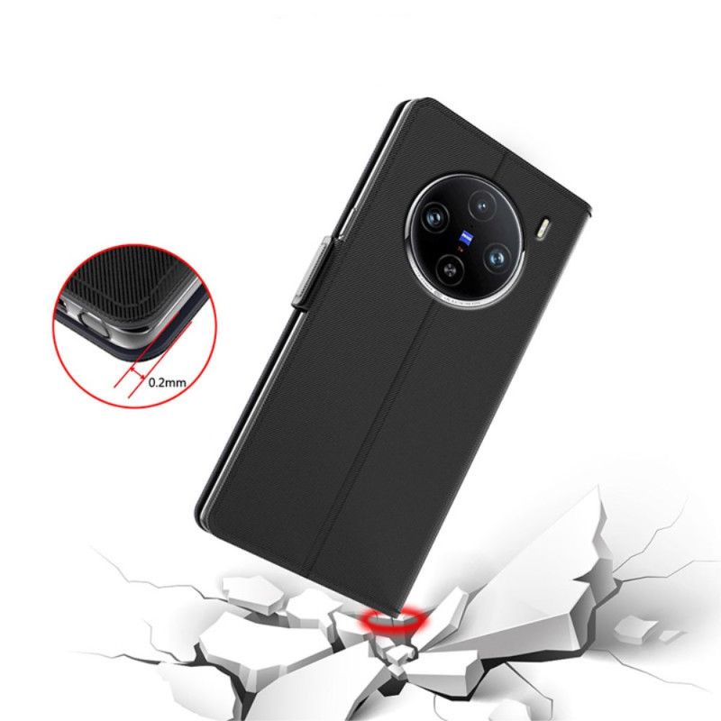 Lederhüllen Vivo X100 Pro Handyhülle Abnehmbarer Spiegel Und Kartenhalter