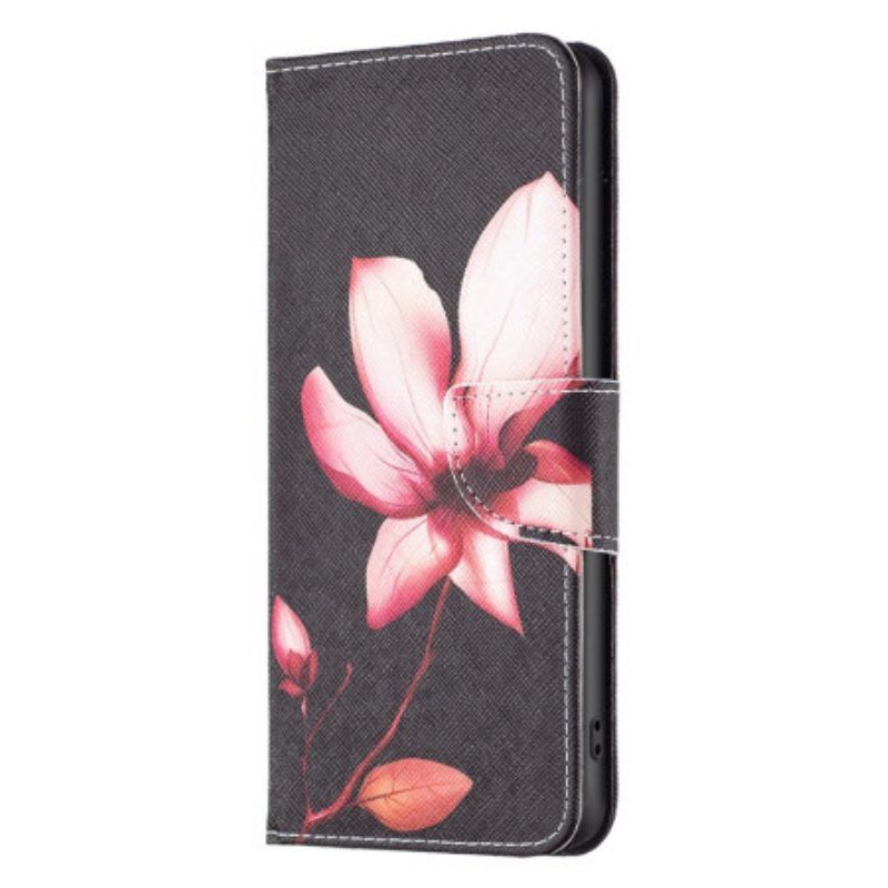 Flip Case Für Samsung Galaxy S23 5G Blume Auf Schwarzem Hintergrund