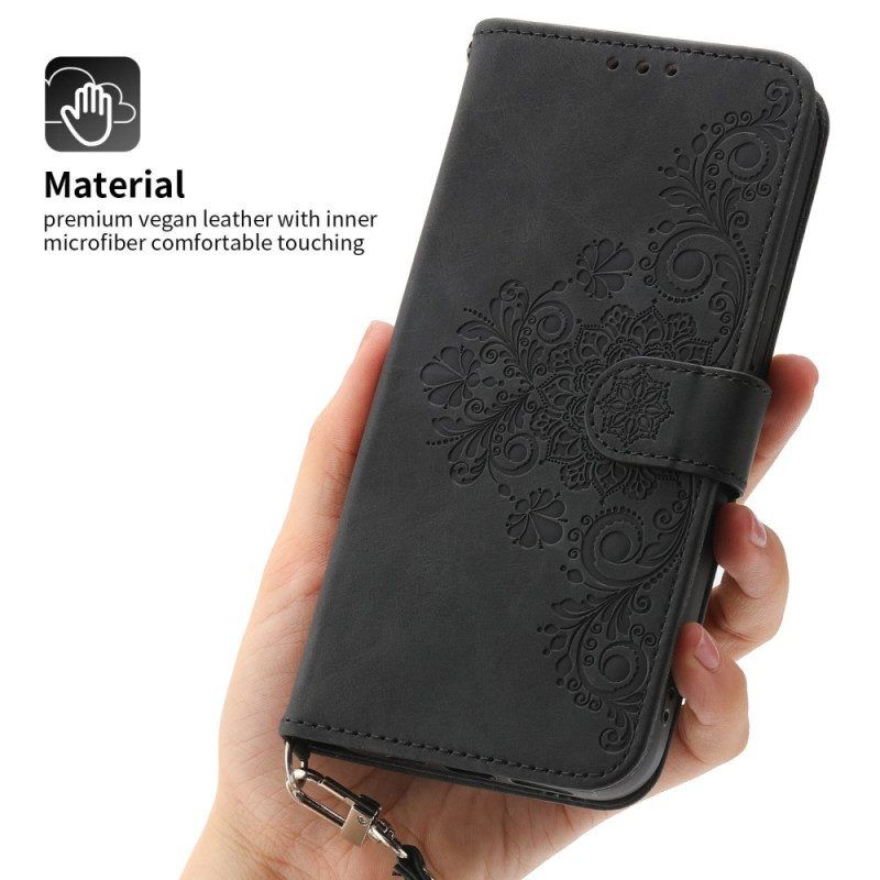 Flip Case Für Samsung Galaxy S23 5G Mit Kordel Riemchen-spitzen-mandala