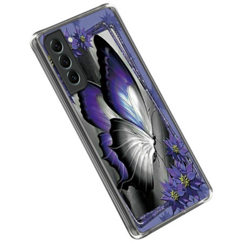 Handyhülle Für Samsung Galaxy S23 5G Lila Schmetterling