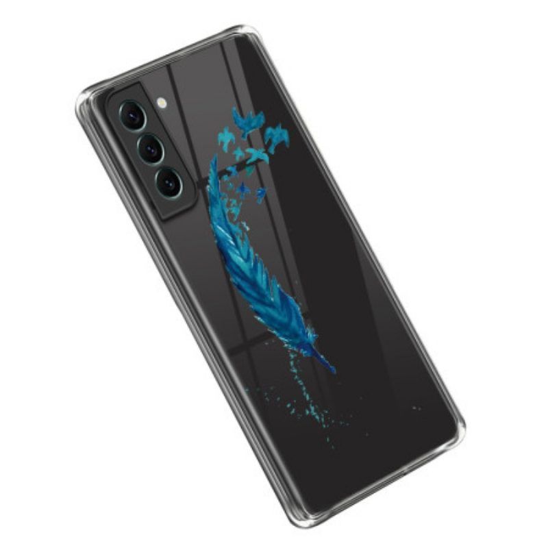 Hülle Für Samsung Galaxy S23 5G Transparente Blaue Feder