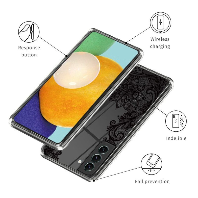 Hülle Für Samsung Galaxy S23 5G Transparente Schwarze Spitze