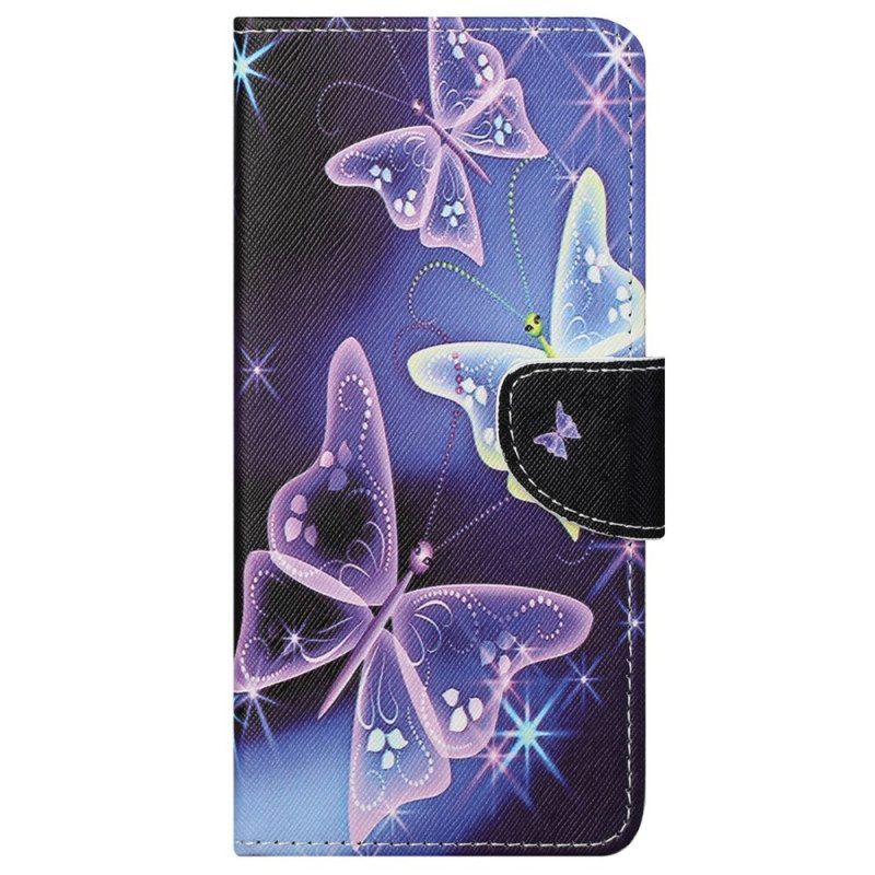 Lederhüllen Für Samsung Galaxy S23 5G Erhabene Schmetterlinge