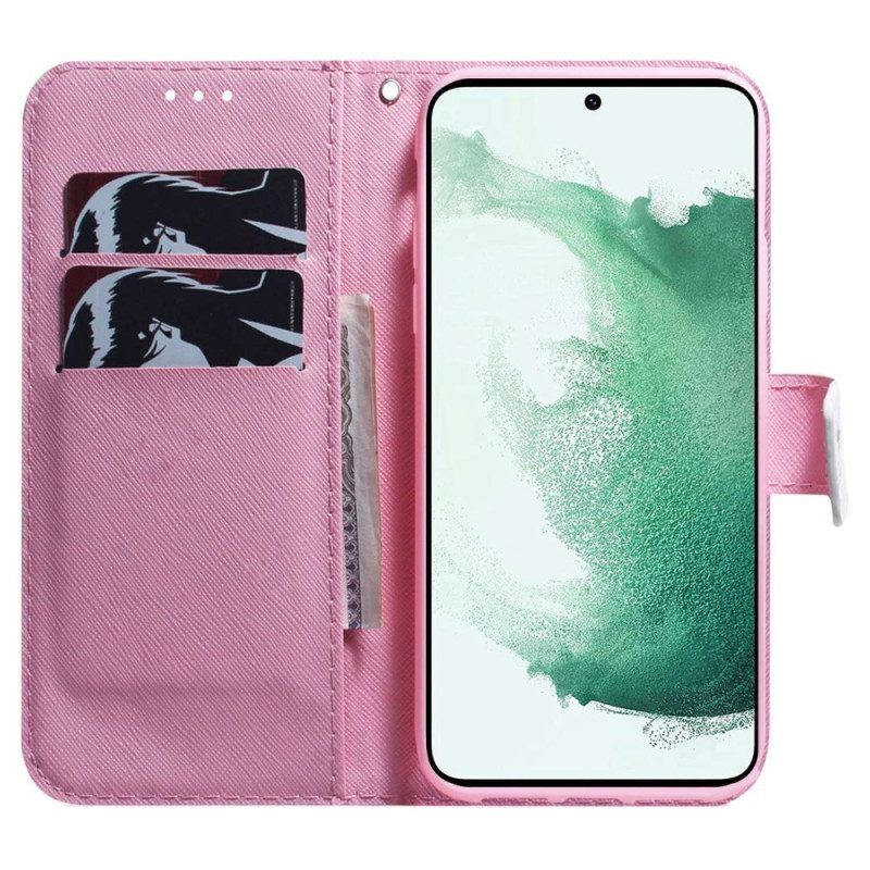 Lederhüllen Für Samsung Galaxy S23 5G Pinke Blume